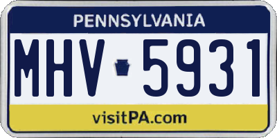 PA license plate MHV5931