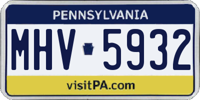 PA license plate MHV5932