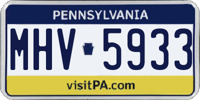 PA license plate MHV5933