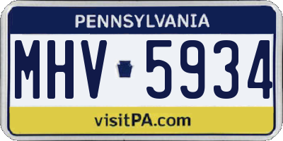 PA license plate MHV5934