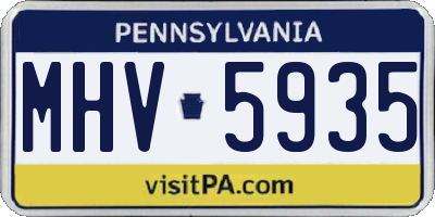 PA license plate MHV5935