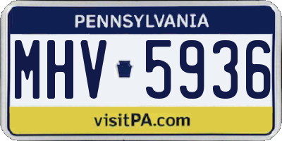 PA license plate MHV5936