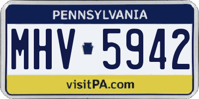 PA license plate MHV5942