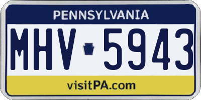 PA license plate MHV5943