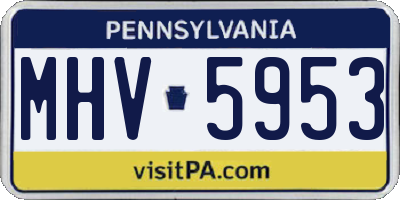 PA license plate MHV5953