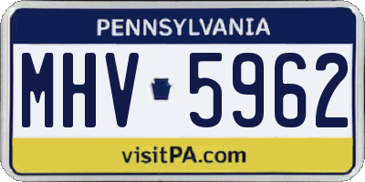PA license plate MHV5962