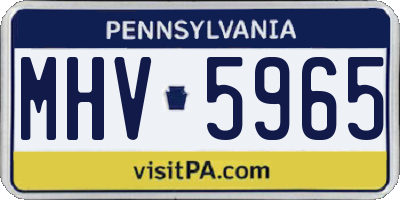 PA license plate MHV5965