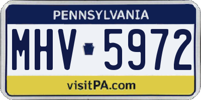 PA license plate MHV5972