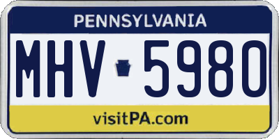 PA license plate MHV5980