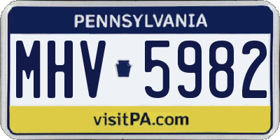 PA license plate MHV5982