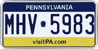 PA license plate MHV5983