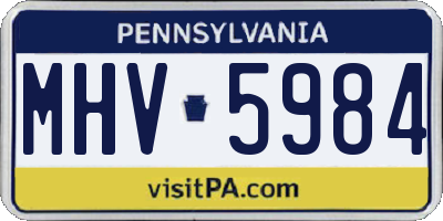 PA license plate MHV5984