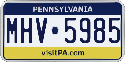PA license plate MHV5985