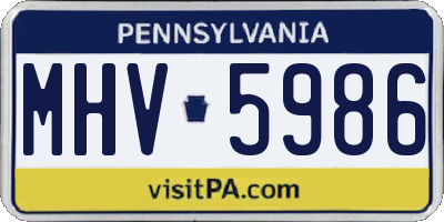 PA license plate MHV5986