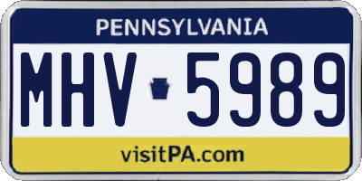 PA license plate MHV5989
