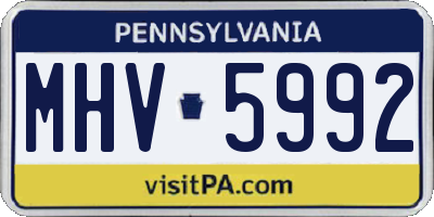 PA license plate MHV5992