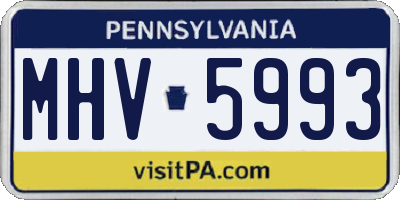PA license plate MHV5993