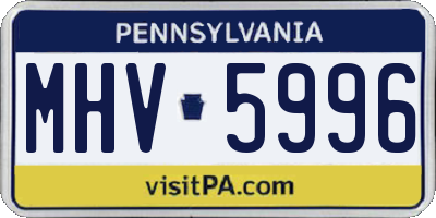 PA license plate MHV5996