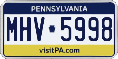 PA license plate MHV5998