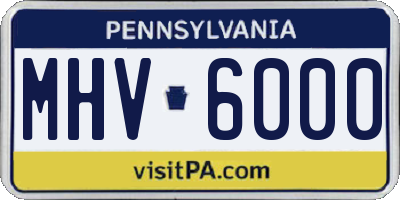 PA license plate MHV6000