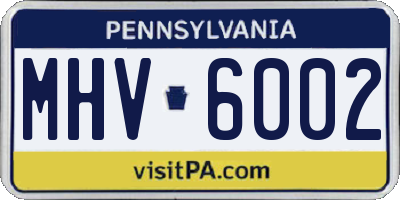 PA license plate MHV6002
