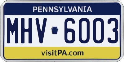 PA license plate MHV6003