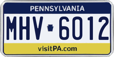 PA license plate MHV6012