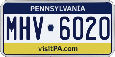 PA license plate MHV6020