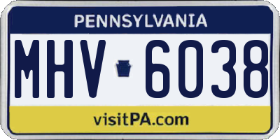 PA license plate MHV6038
