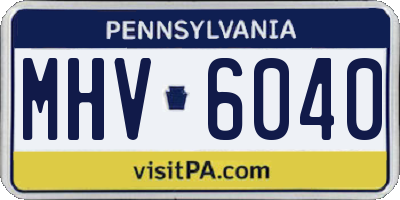 PA license plate MHV6040