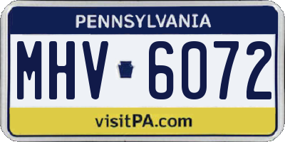 PA license plate MHV6072