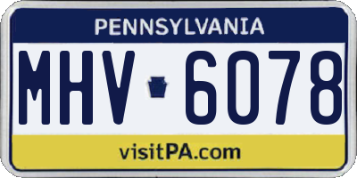 PA license plate MHV6078