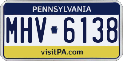 PA license plate MHV6138