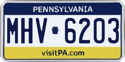 PA license plate MHV6203