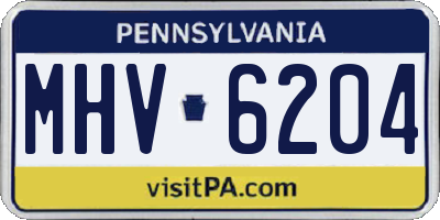 PA license plate MHV6204