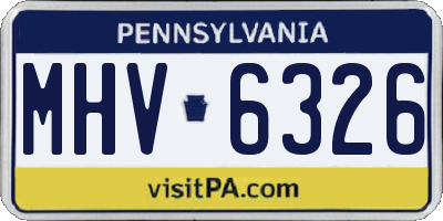 PA license plate MHV6326