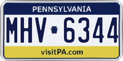 PA license plate MHV6344