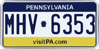 PA license plate MHV6353