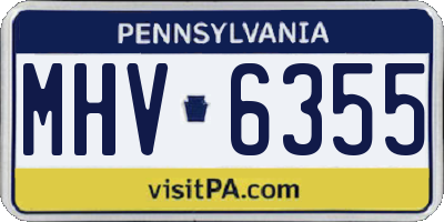 PA license plate MHV6355