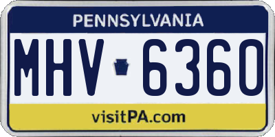 PA license plate MHV6360
