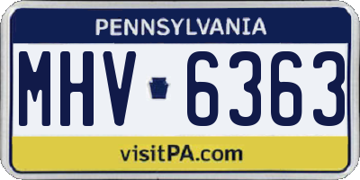 PA license plate MHV6363