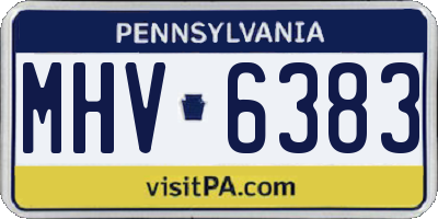PA license plate MHV6383