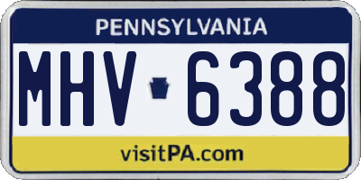 PA license plate MHV6388