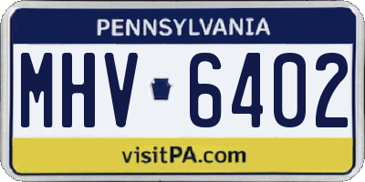 PA license plate MHV6402