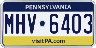 PA license plate MHV6403