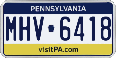 PA license plate MHV6418