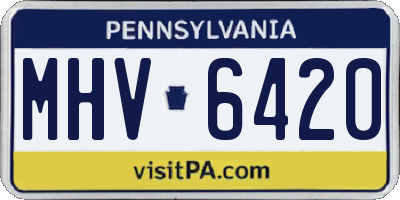 PA license plate MHV6420