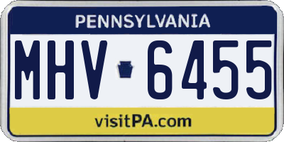 PA license plate MHV6455