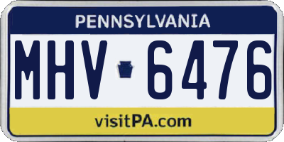 PA license plate MHV6476