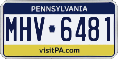 PA license plate MHV6481